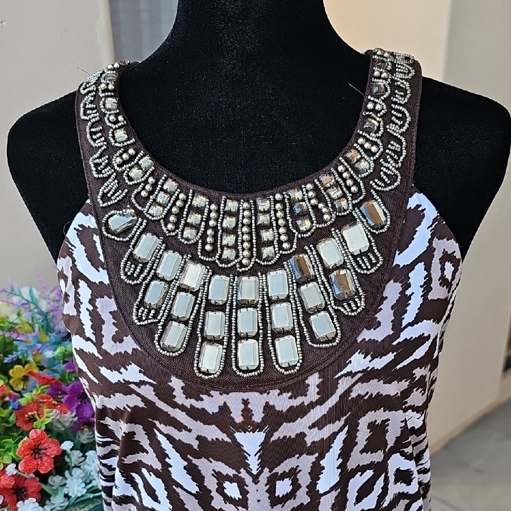 INC International Concepts Patterned Sleeveless embellished  dress size small